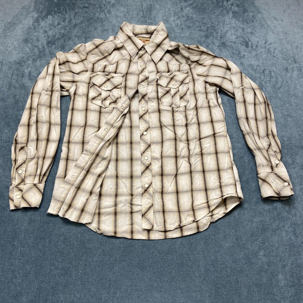 Supply Company USA Western Shirt Mens Medium Cotton Pearl Snap Roll Tab Sleeve